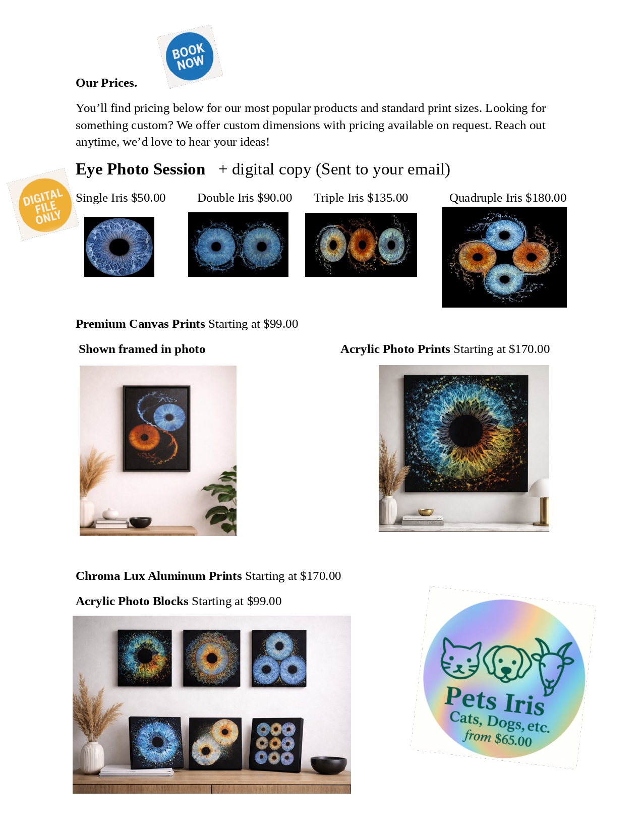 Iris Photo Gallery Pricing - 1
