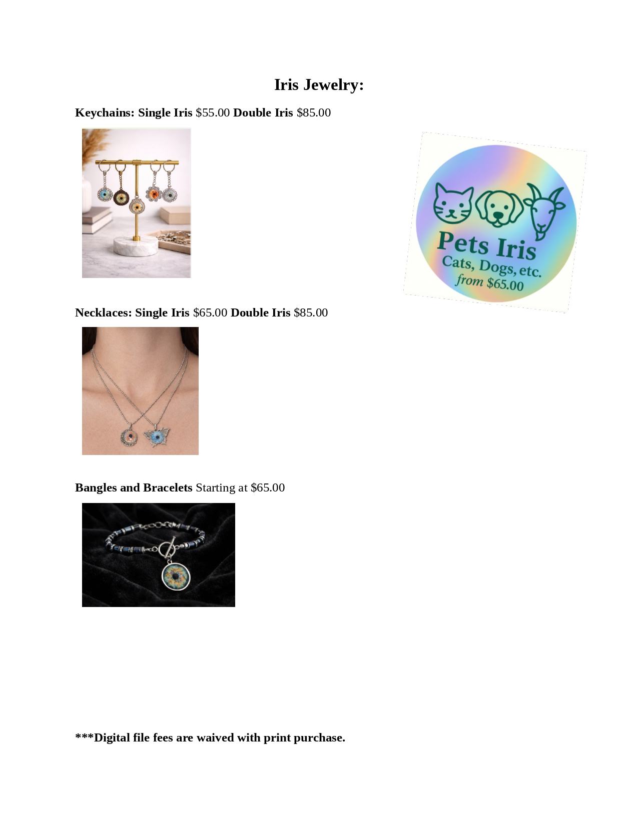 Iris Photo Gallery Pricing - 2