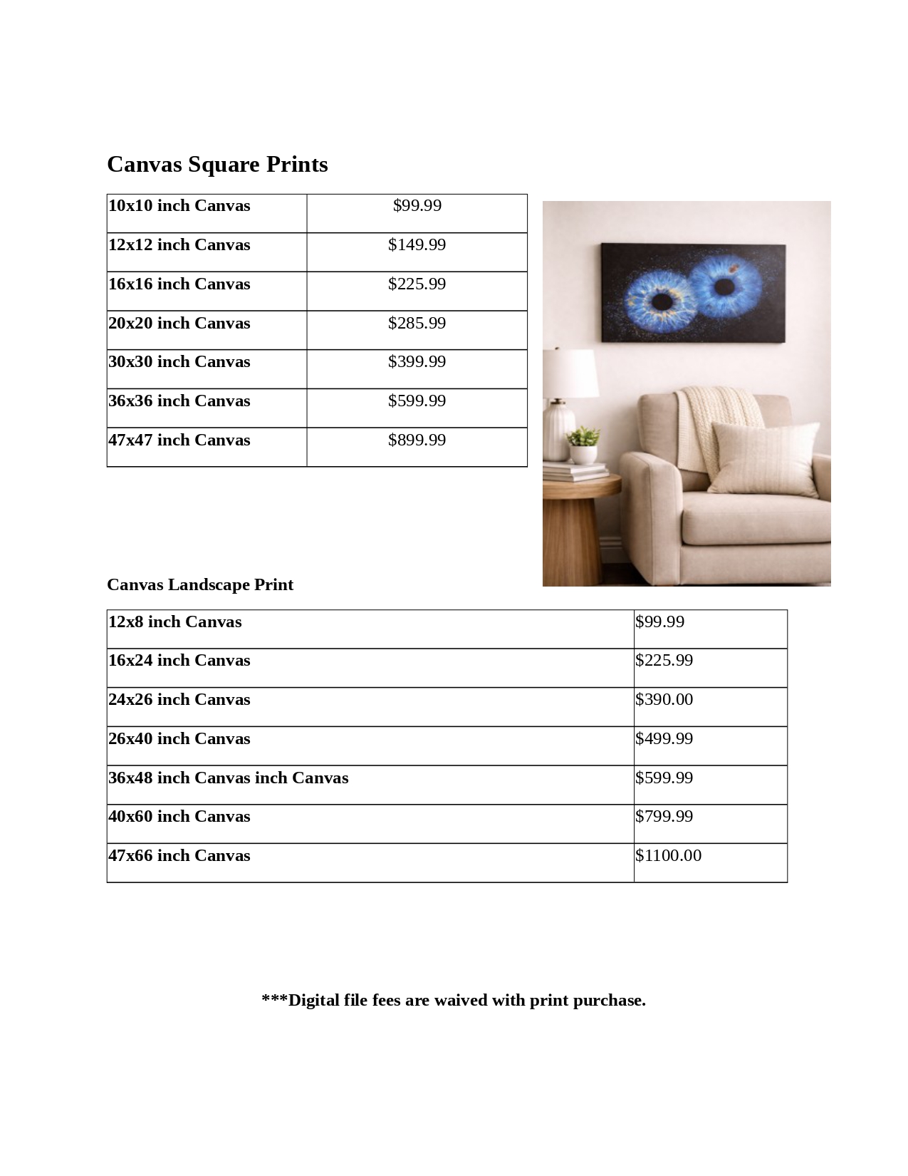 Iris Photo Gallery Pricing - 3